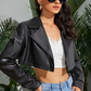 Faux Leather Black Crop Biker Jacket