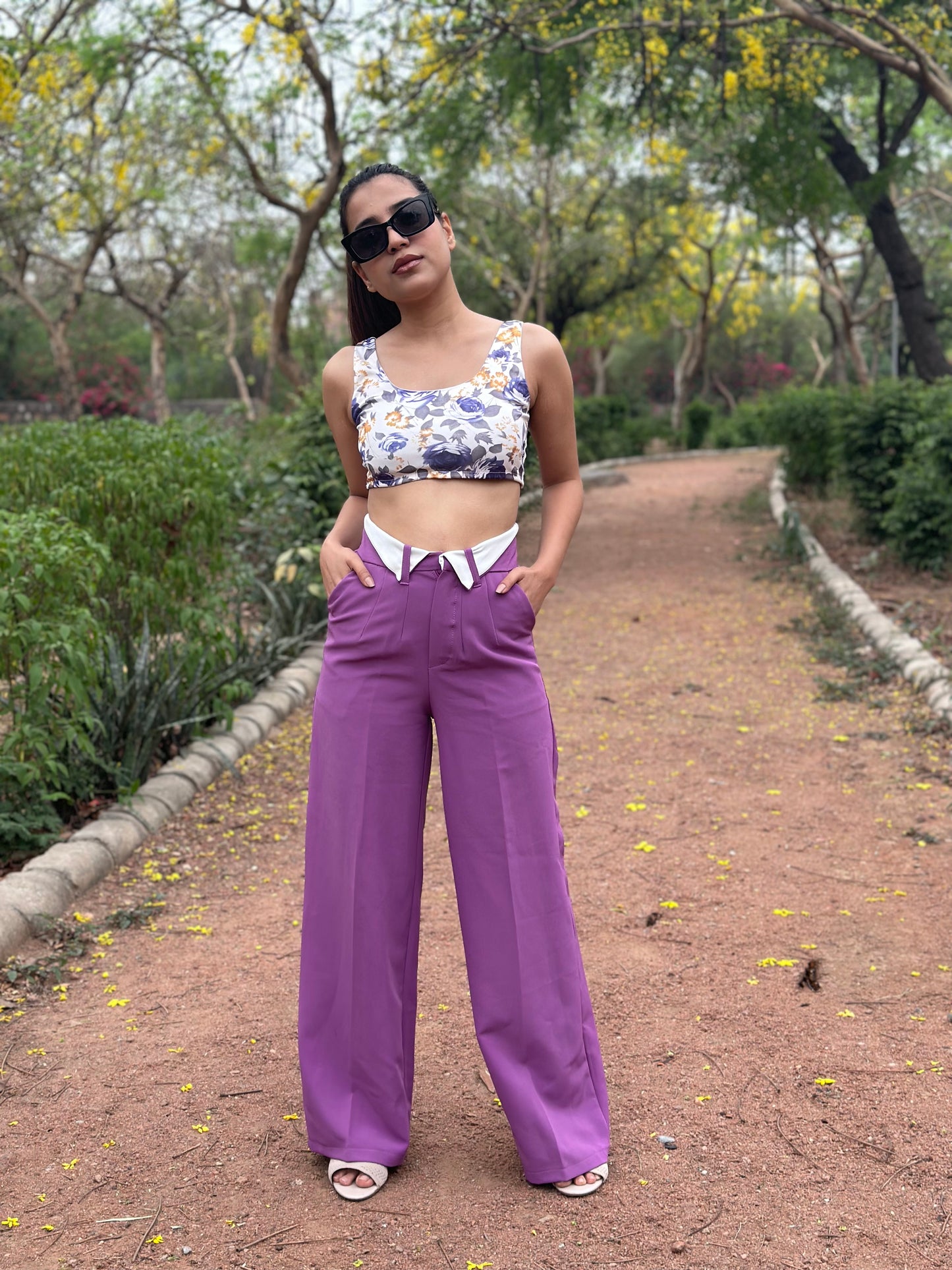 Wide Leg Folded Waist Pants