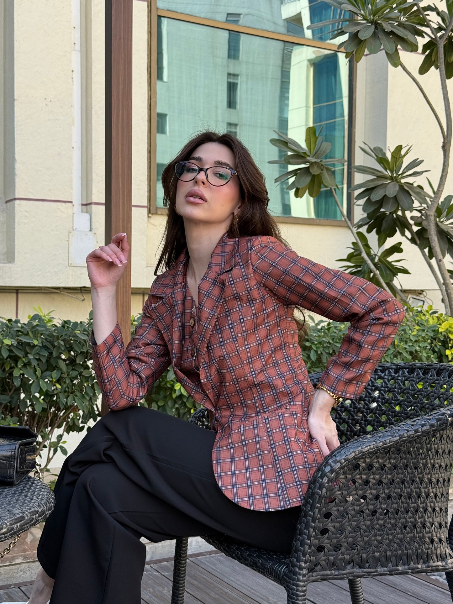 Checked Blazer With Waist Coat
