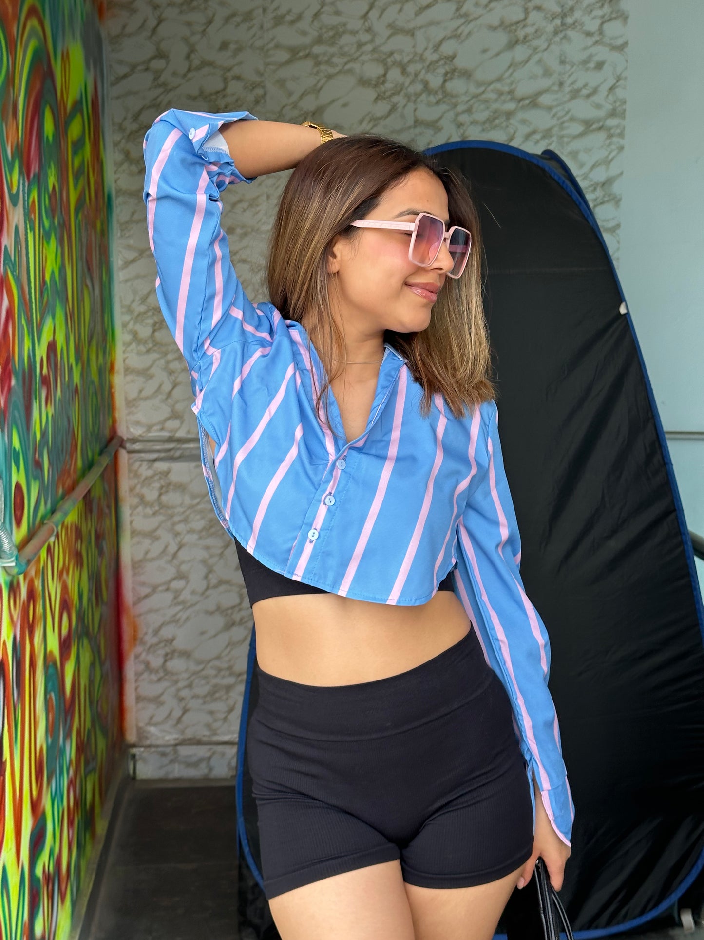 Summer Striped Vibrant Crop Shirts