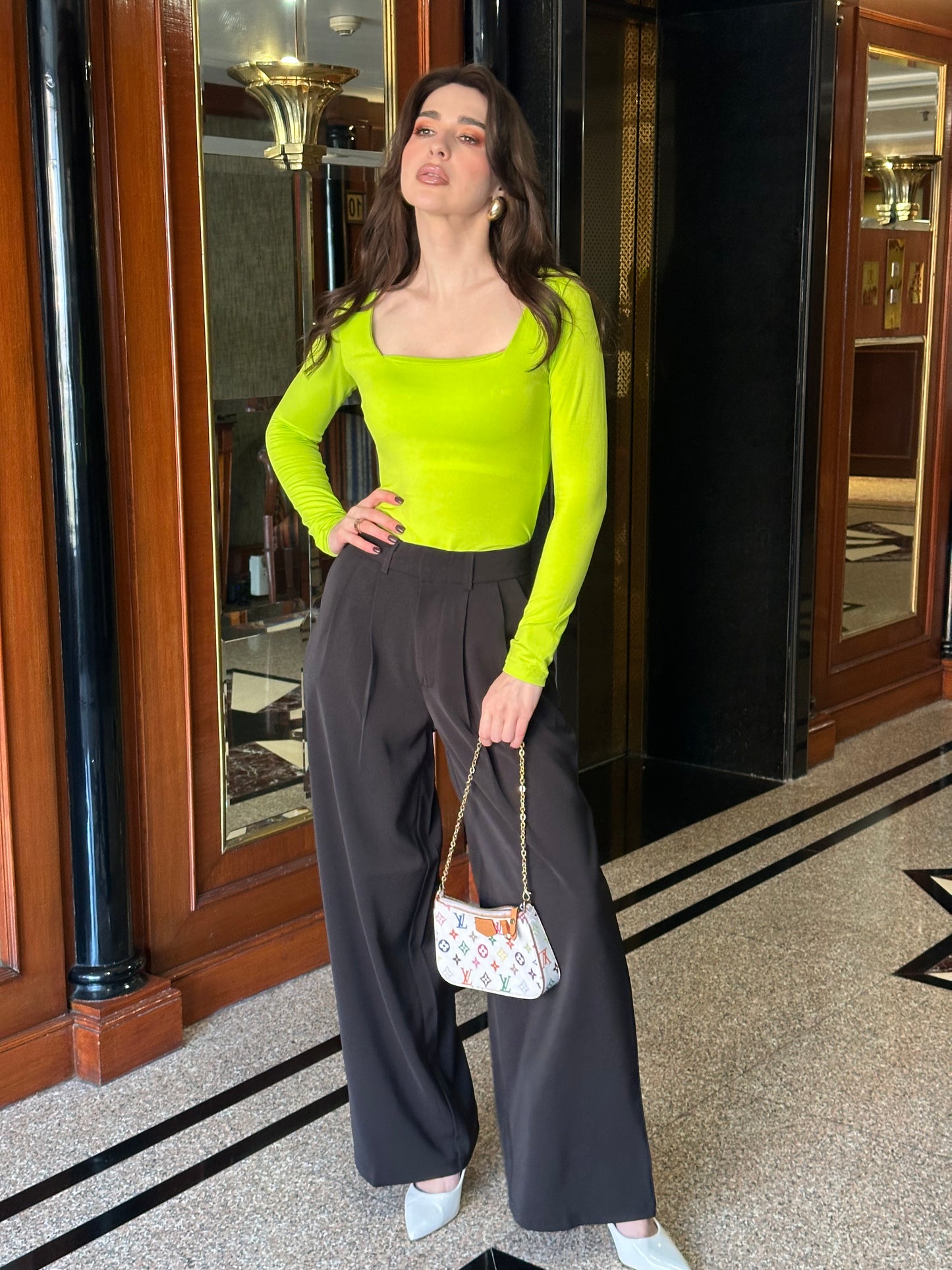 Neon Bodysuit With Black Taro Pants