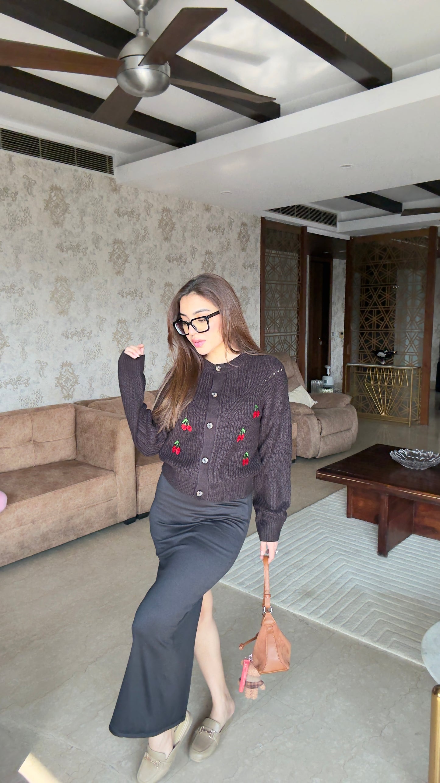 Cardigan With Long Black Skirt