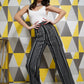 Cotton Striped Wide Leg Pants