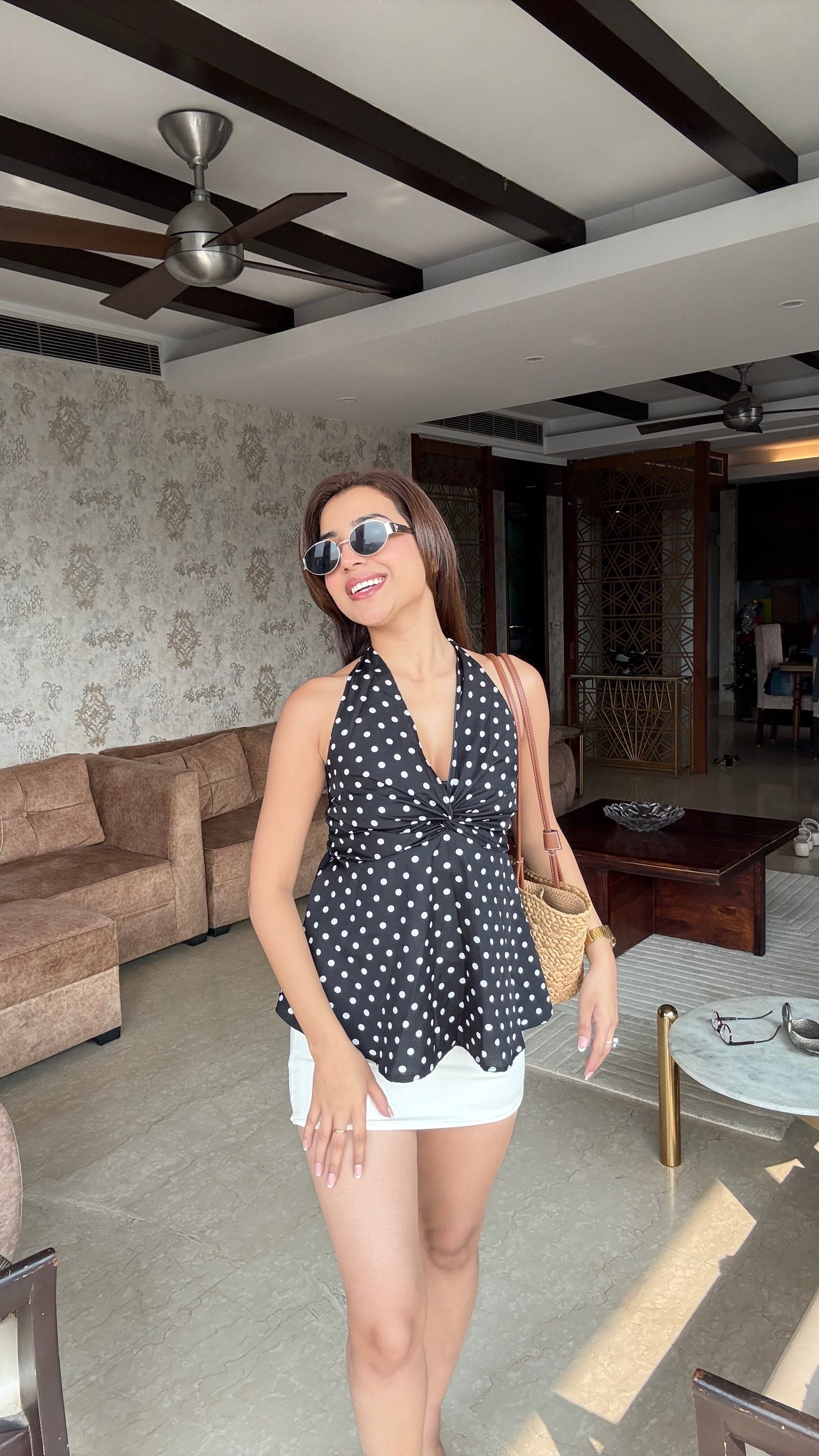 Polka-Dots Halter Neck Top