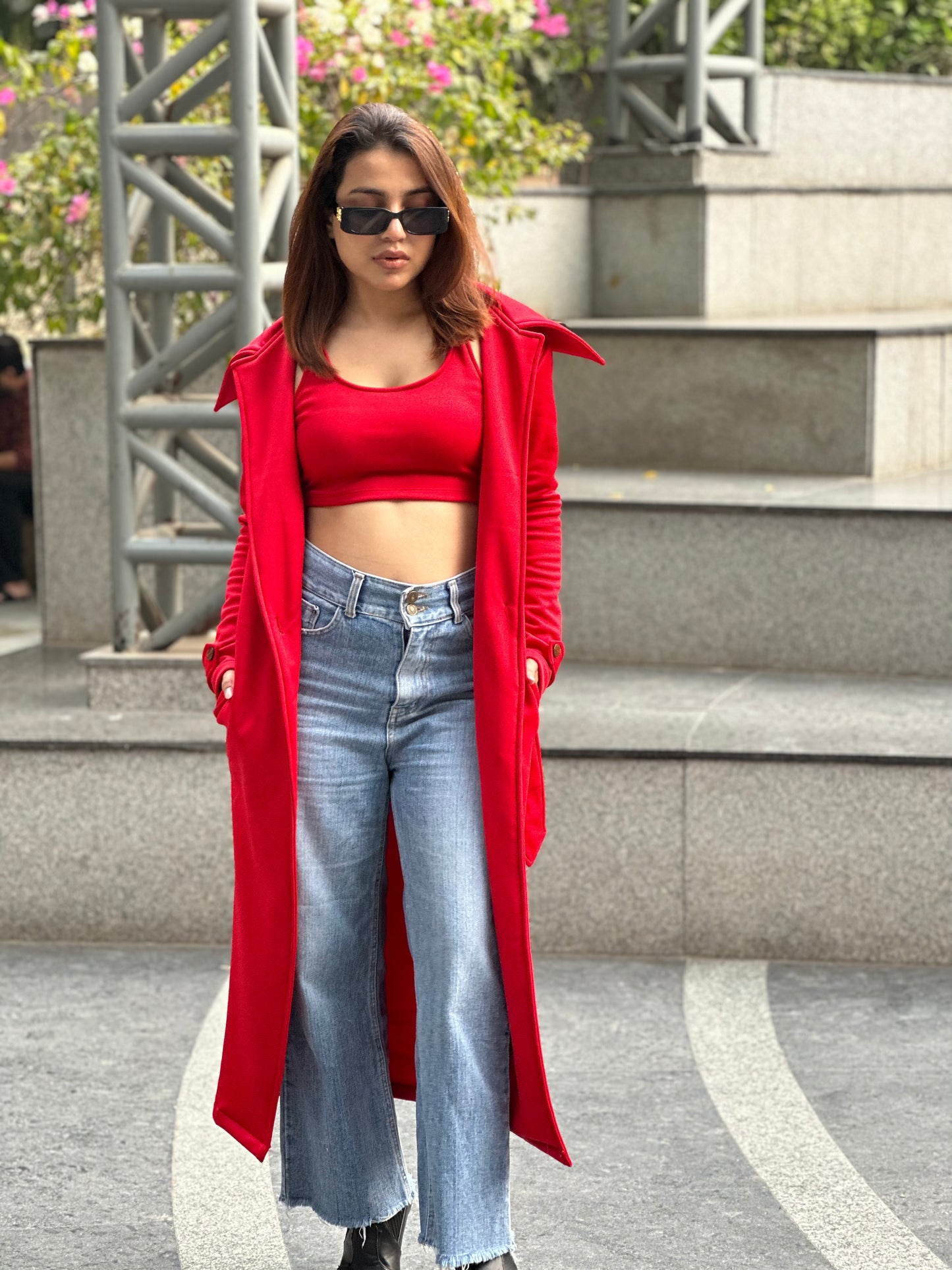 Crop Top With Long Shrug Jacket