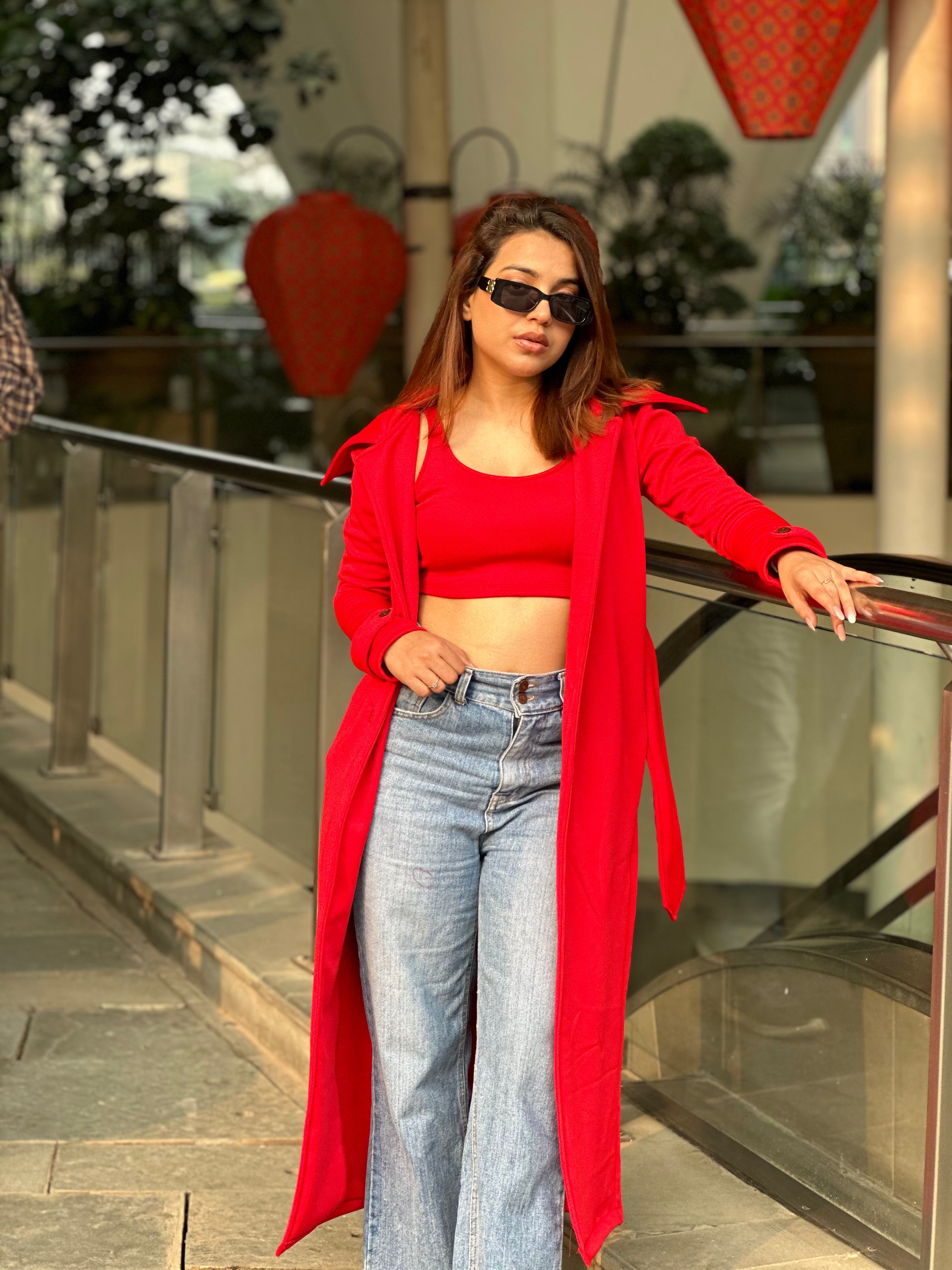 Crop Top With Long Shrug Jacket - Main Image