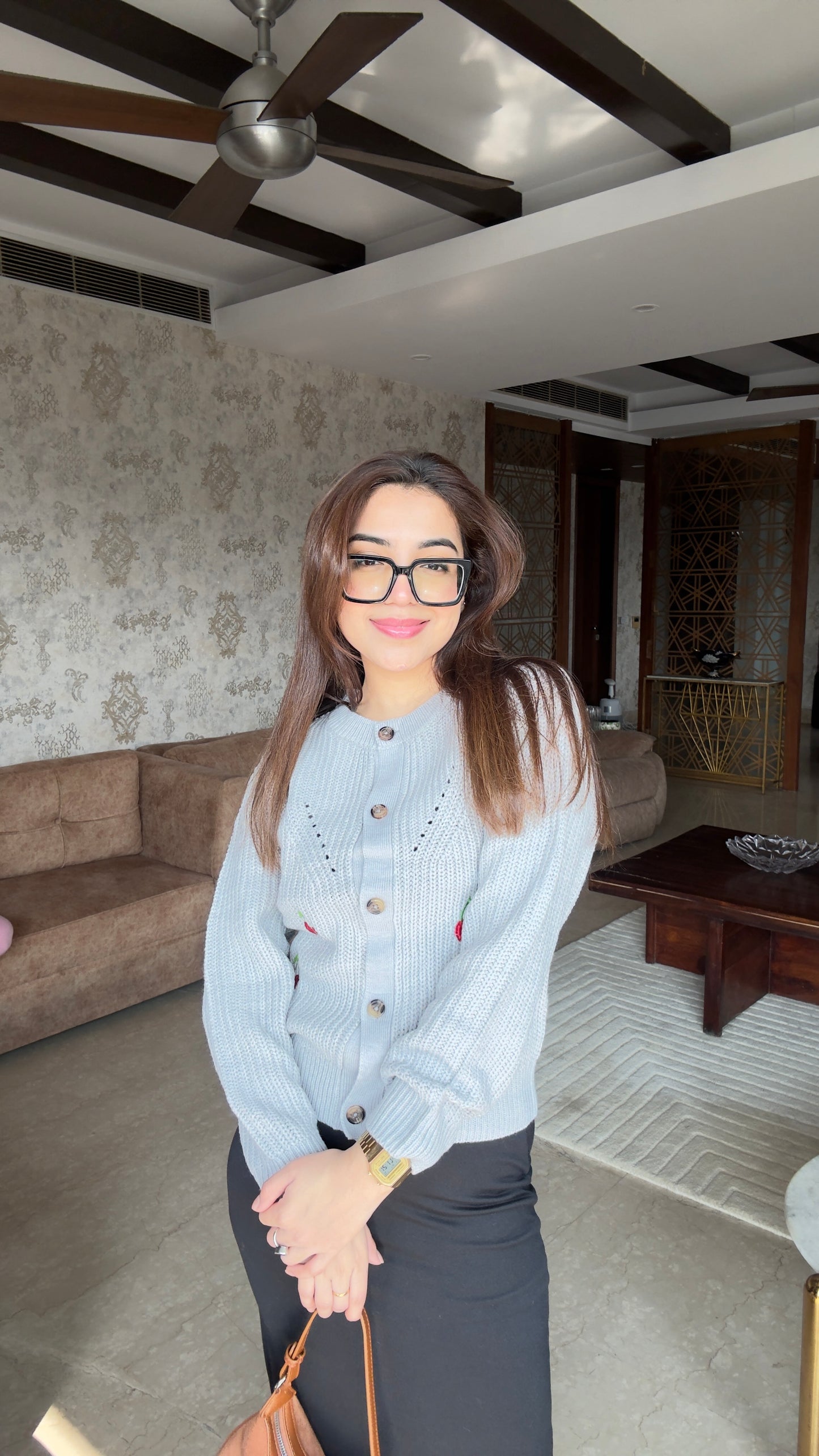 Cardigan With Long Black Skirt