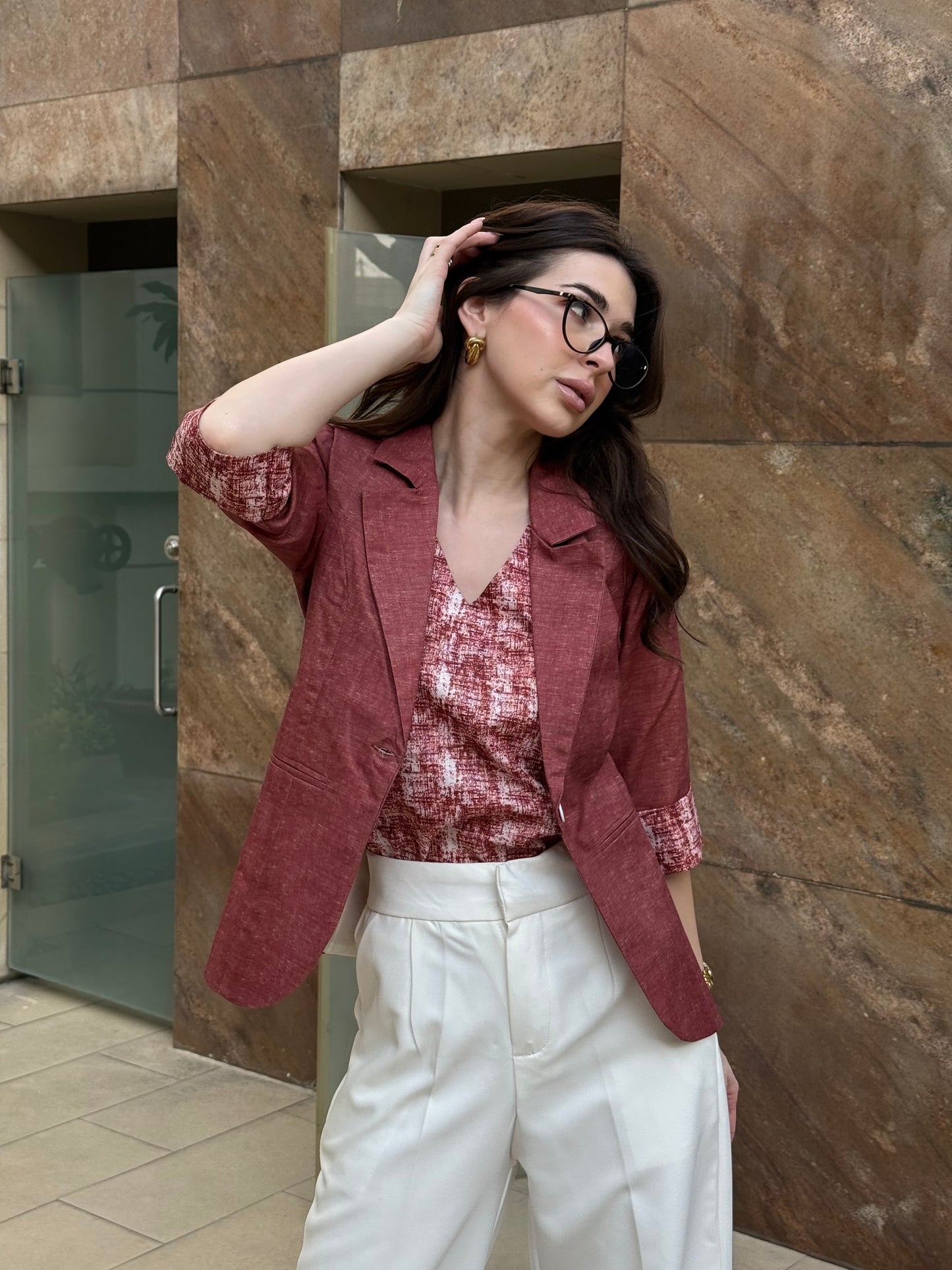 Rust 3/4th Blazer With Vest