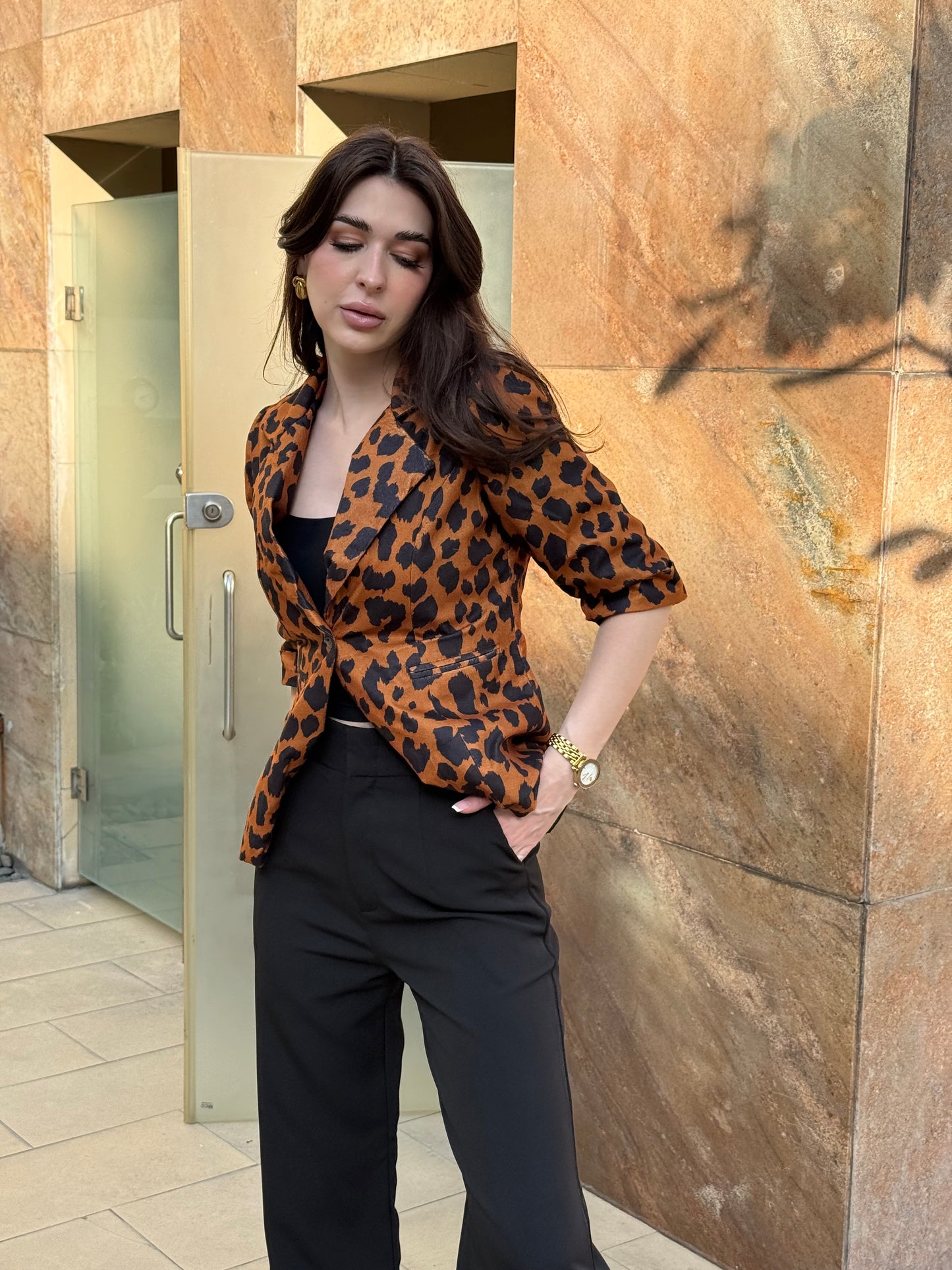 Animal Print 3/4th Sleeve Blazer