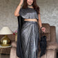 Metallic Pleated Skirt With Flared One Side Top