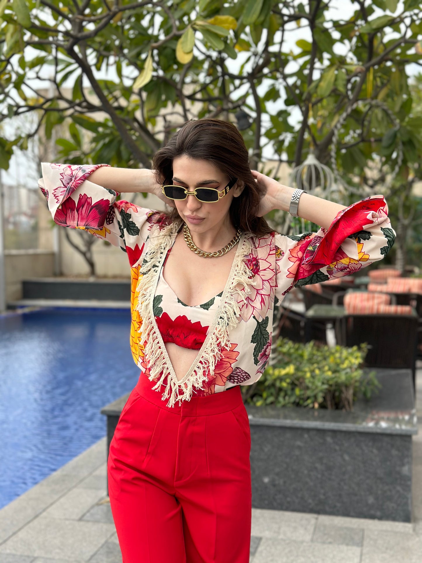 Floral Red Beach Set