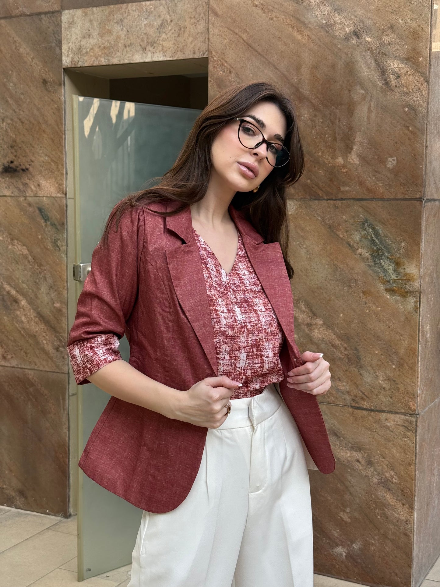 Rust 3/4th Blazer With Vest