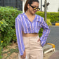 Summer Striped Vibrant Crop Shirts