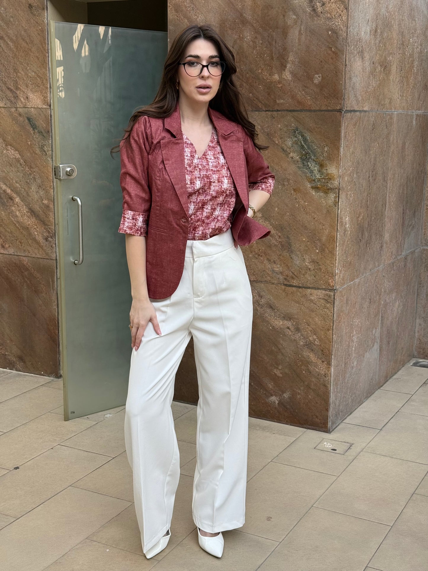 Rust 3/4th Blazer With Vest