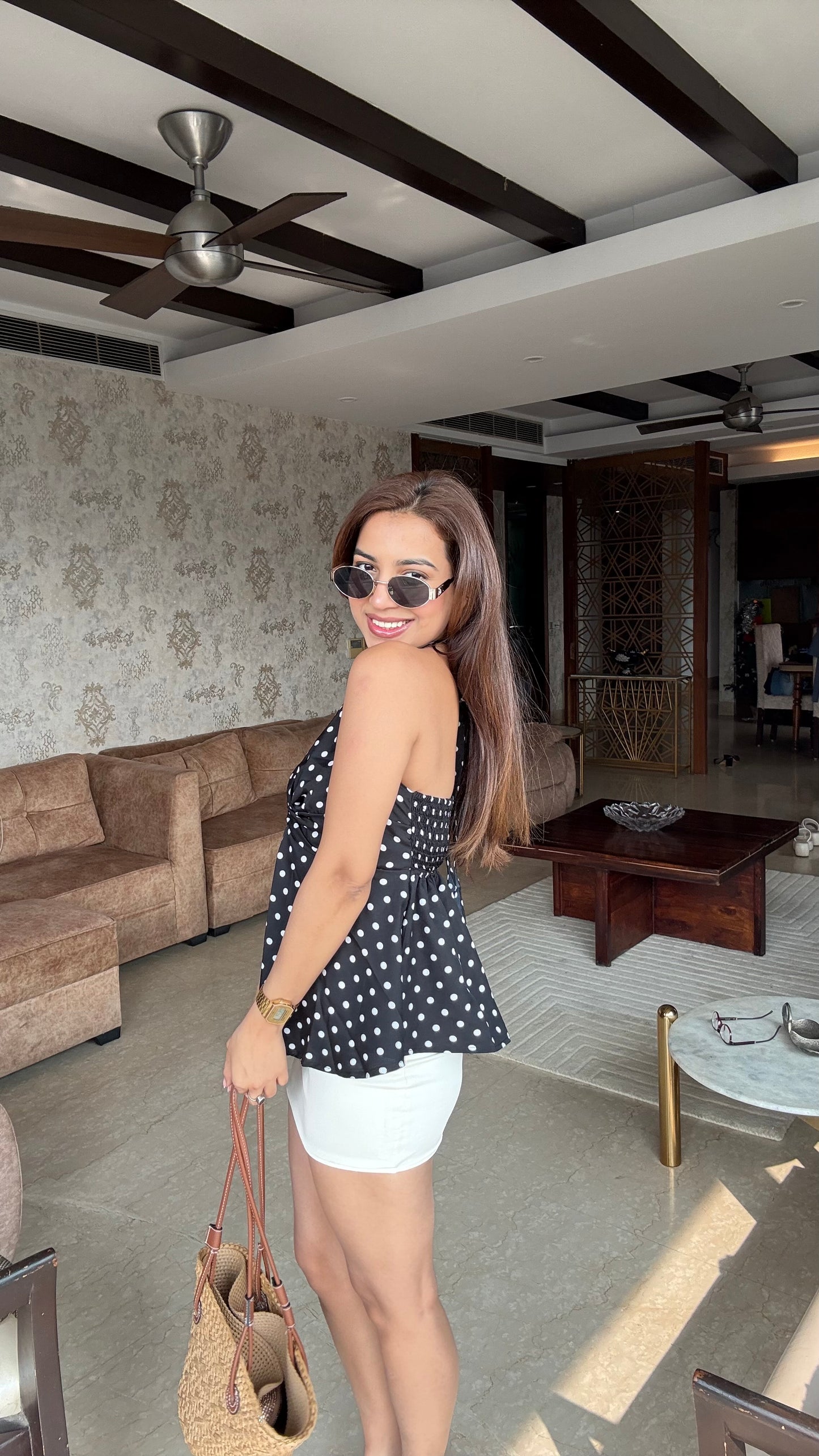 Polka-Dots Halter Neck Top