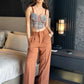 Plaid Padded Bralette With Rust Pants