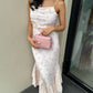 Georgette Floral Flow Dress With Scarf