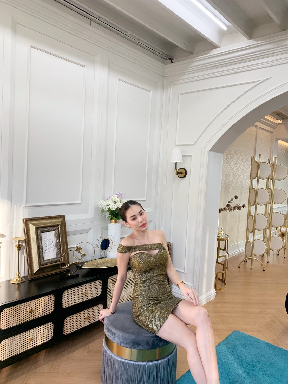 Shimmer Padded Fitted Tube Dress