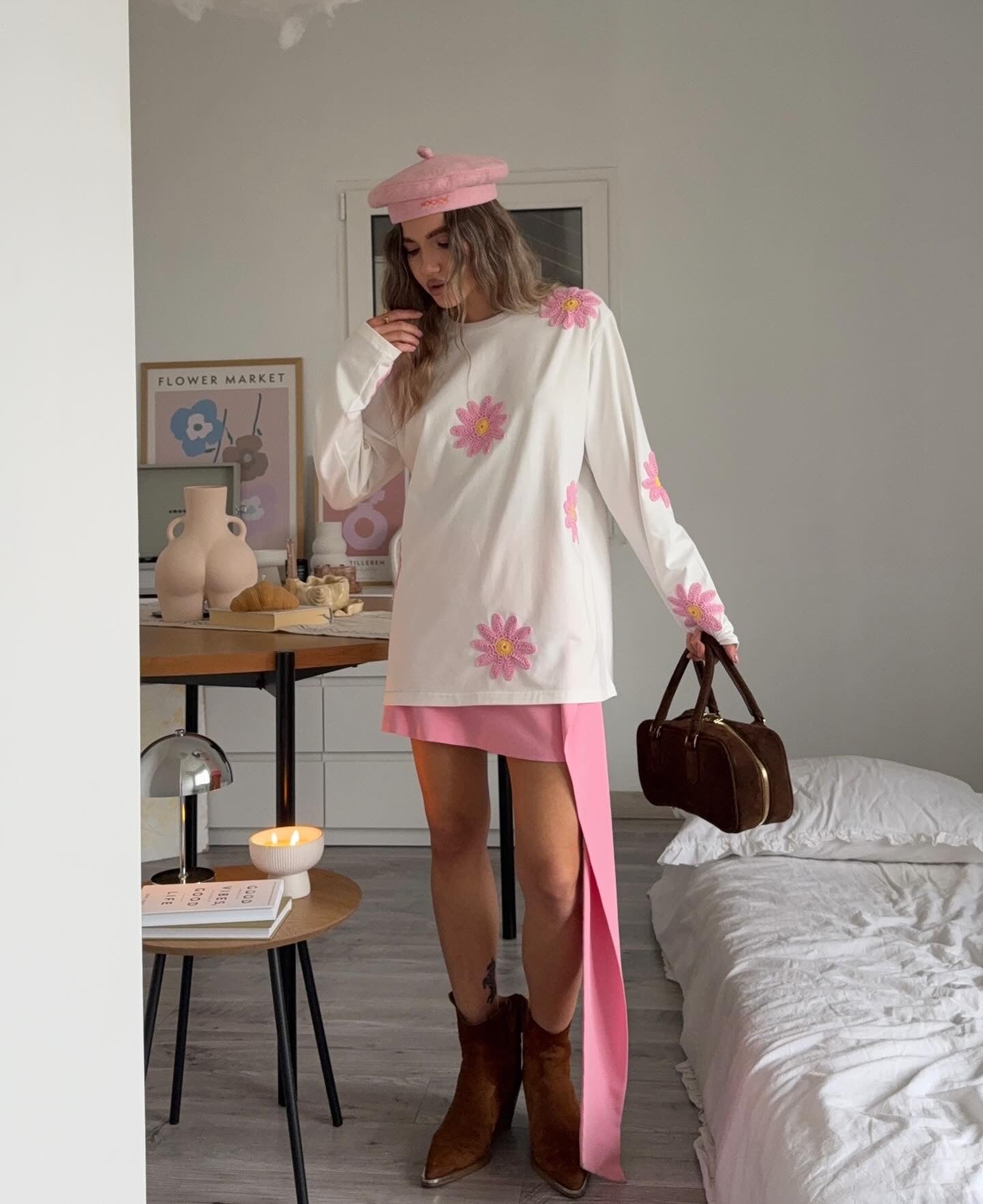 Crochet Flower Full Sleeves Top (Set Of 2)