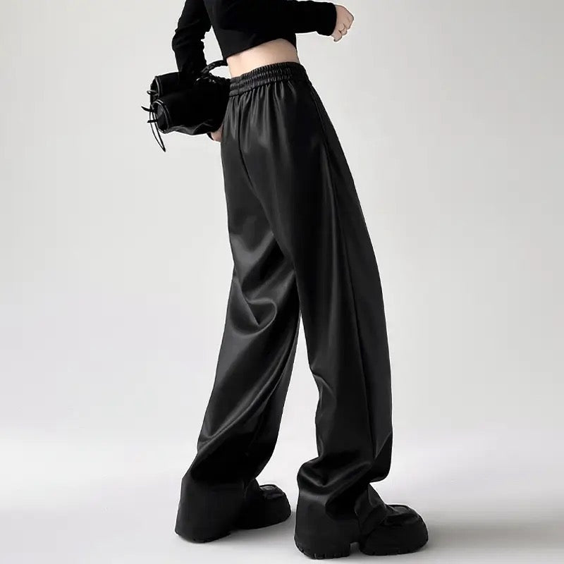 Faux Leather Drawstring Pants