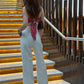 Scarf Top With White Pants