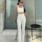 White Wider Bottom High Waist Pants