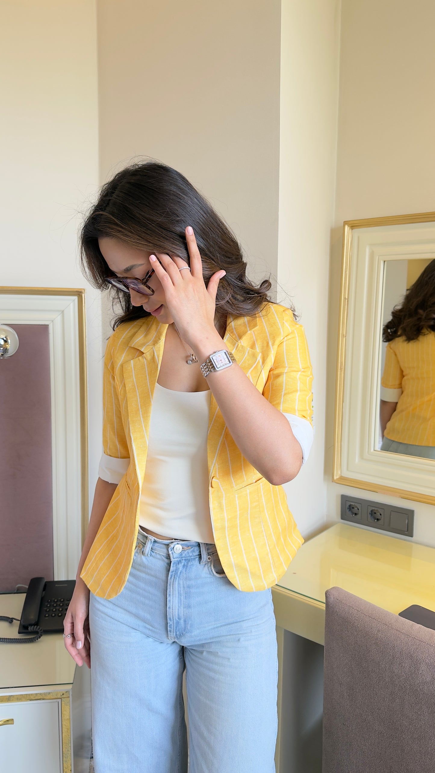 Striped Blazer With Tank Vest