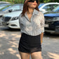 Combo Deal: Striped Shirt With Black Skorts