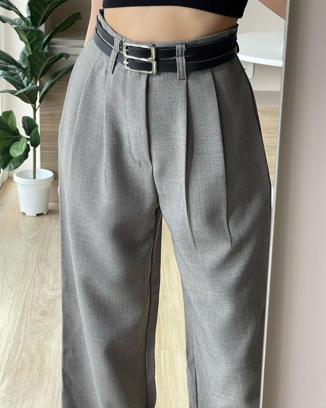 Double Belted Petite Trousers