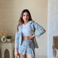 Pastel Cotton Blazer With Skorts