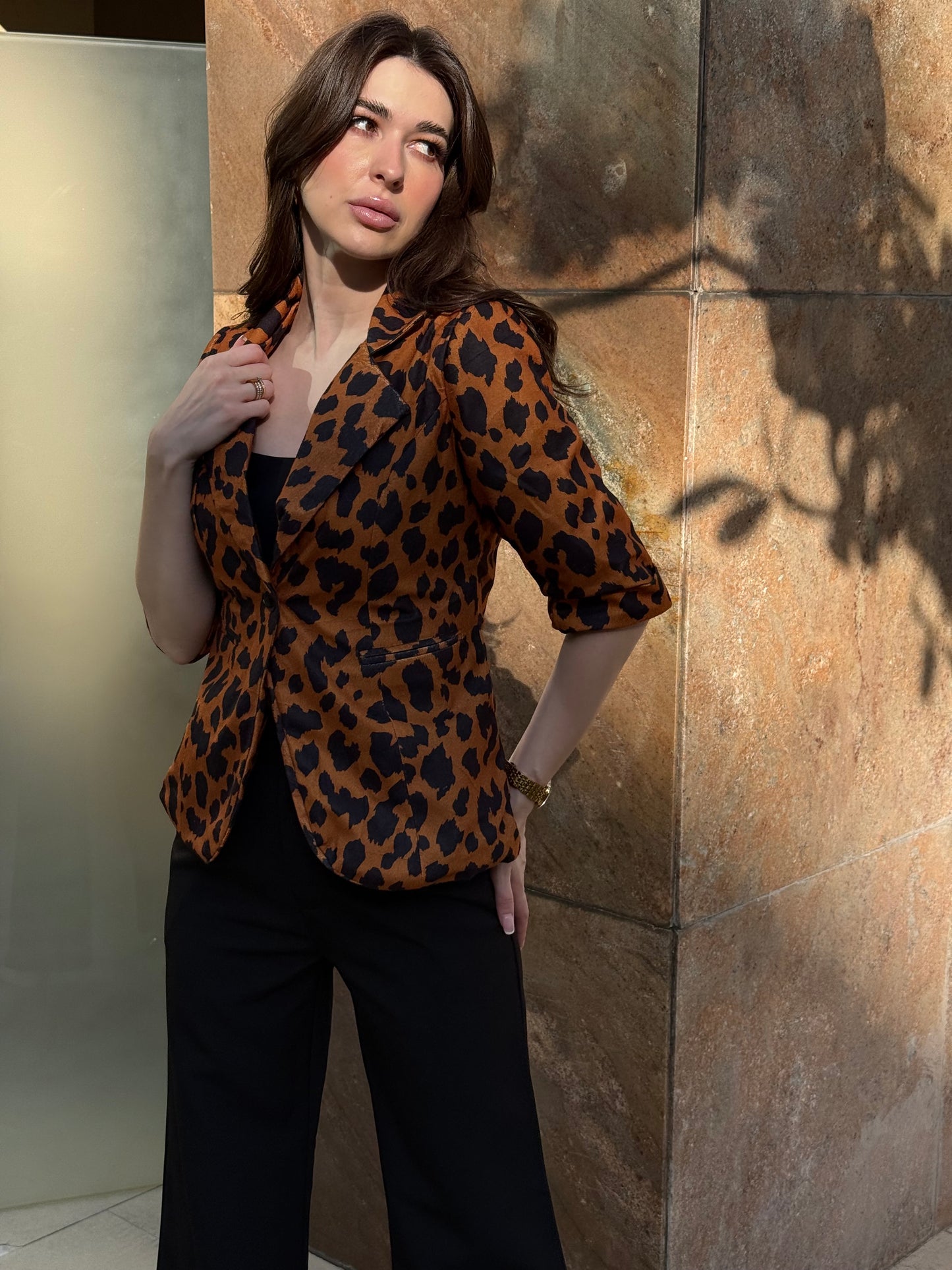 Animal Print 3/4th Sleeve Blazer
