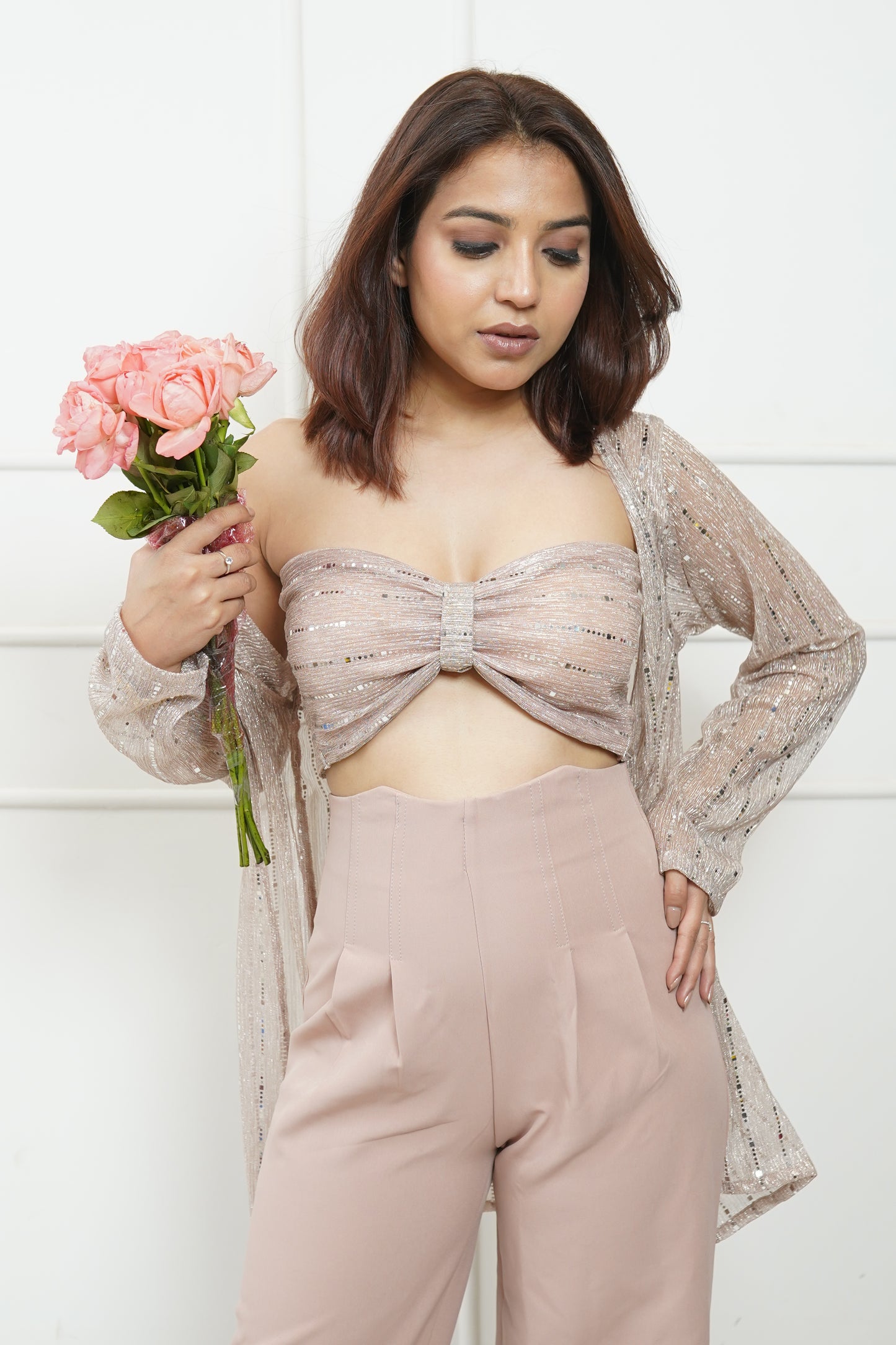 Moonlight Padded Bustier Top With Shrug