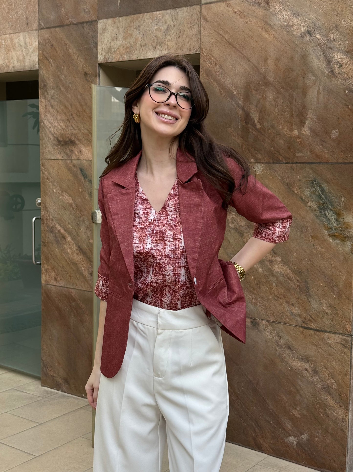 Rust 3/4th Blazer With Vest