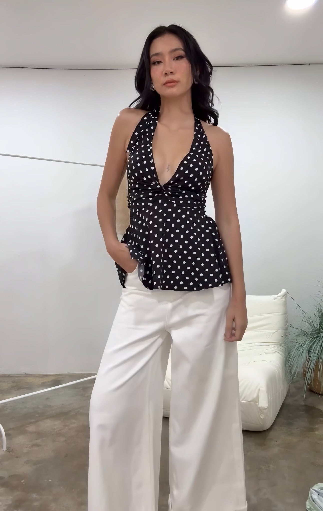 Polka-Dots Halter Neck Top