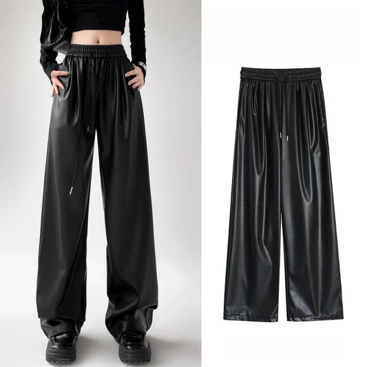 Faux Leather Drawstring Pants