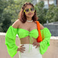 Padded Off-Shoulder Front Tie Bustier