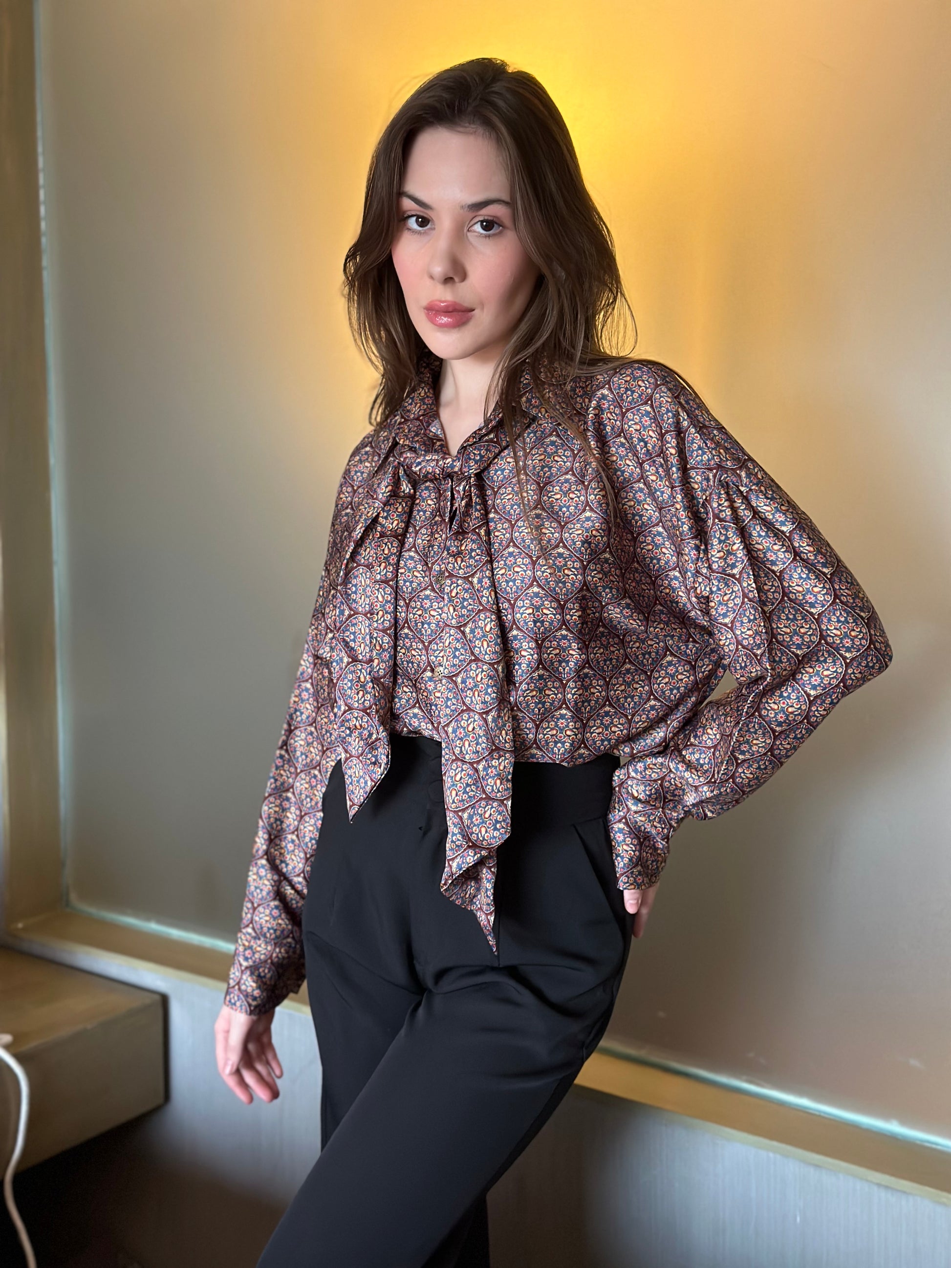 Uptown Satin Shirt With Scarf – StyleAsh