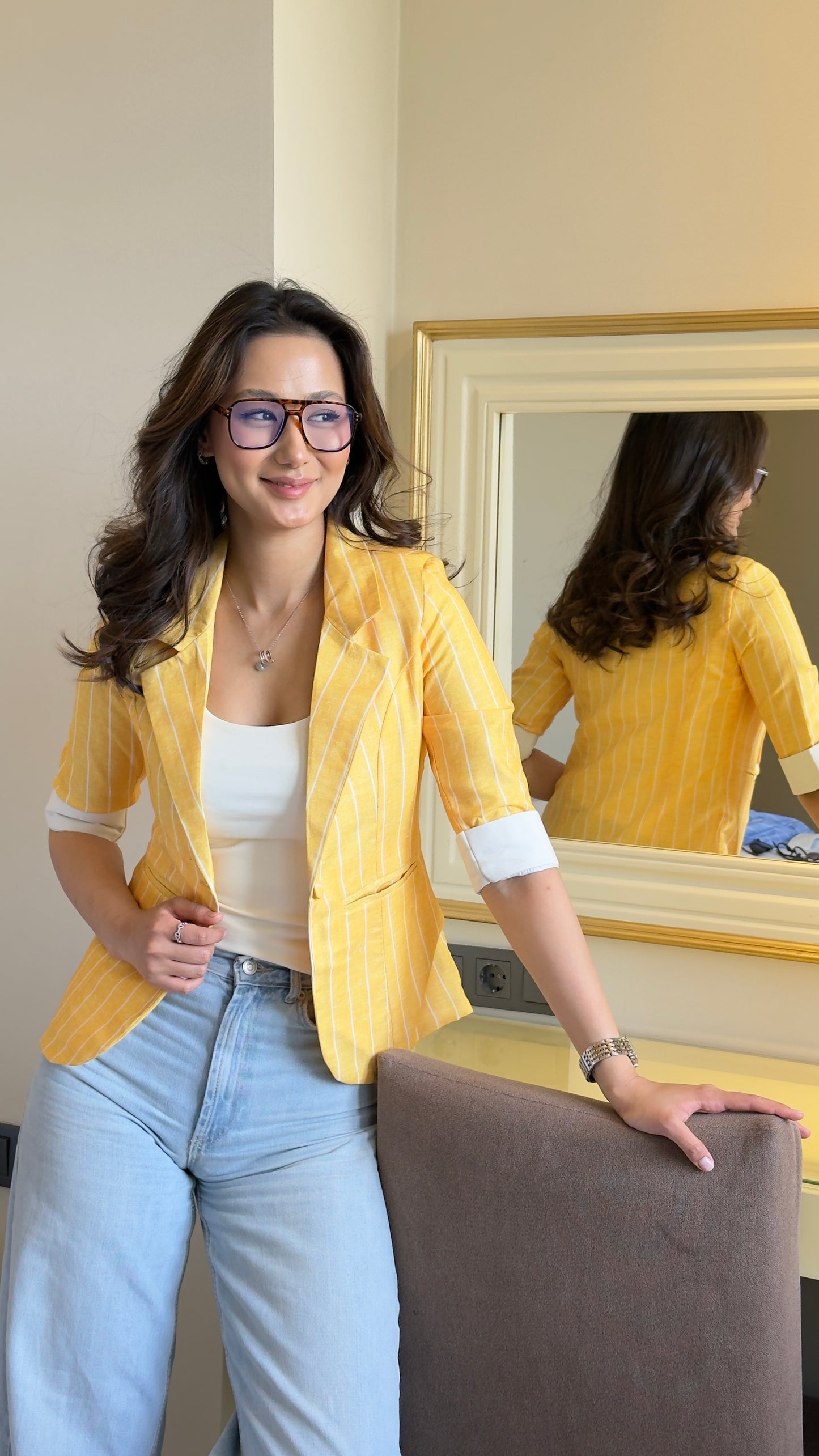 Striped Blazer With Tank Vest