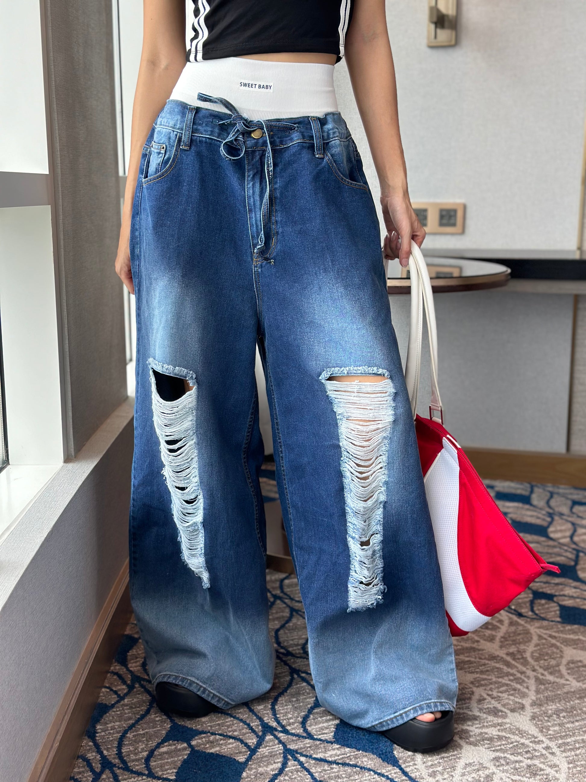 Torn Jeans Rough Jeans Style For Girl Bougie Distressed Big Denims
