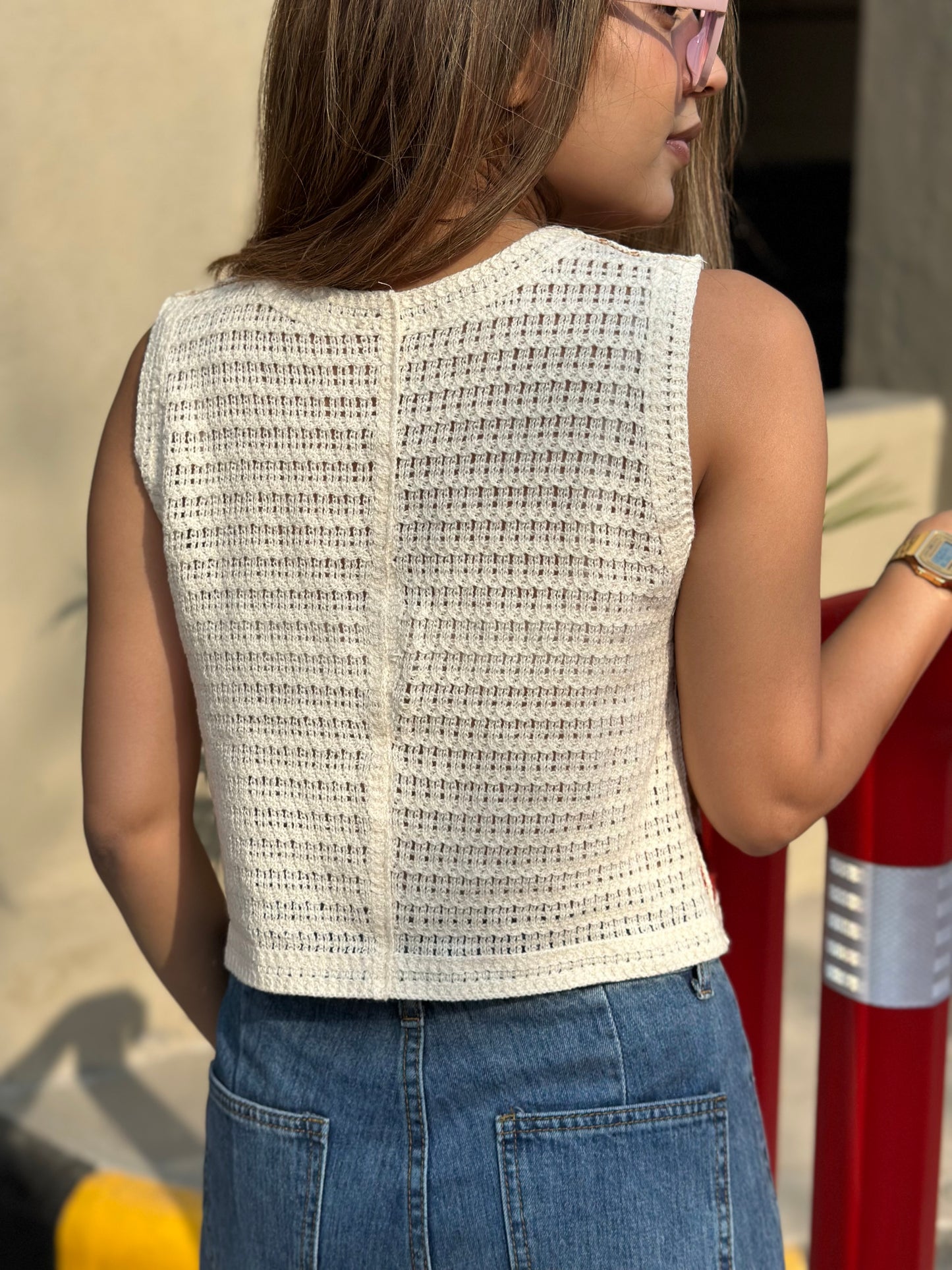 Mustard Crochet Vest