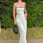White Corset Waist Wide Leg Pants