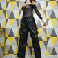 Rhinestone Bodysuit With Faux Leather Pants