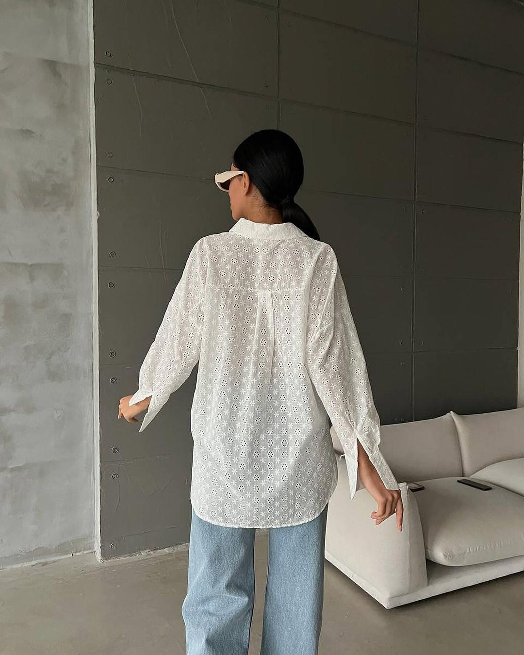 Evergreen Cotton Eyelet Shirt
