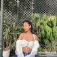 Padded Off-Shoulder Front Tie Bustier