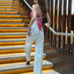 Scarf Top With White Pants