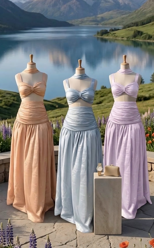 Pastel Festive Skirt Sets With Scarf