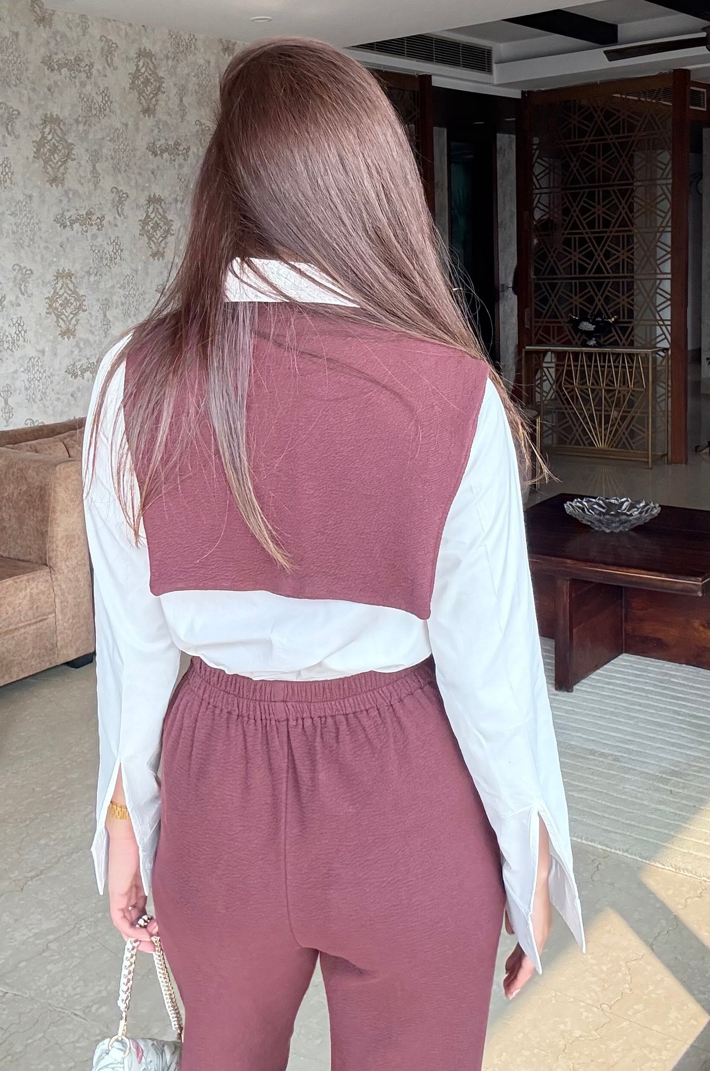 Dusty Maroon Trousers Set