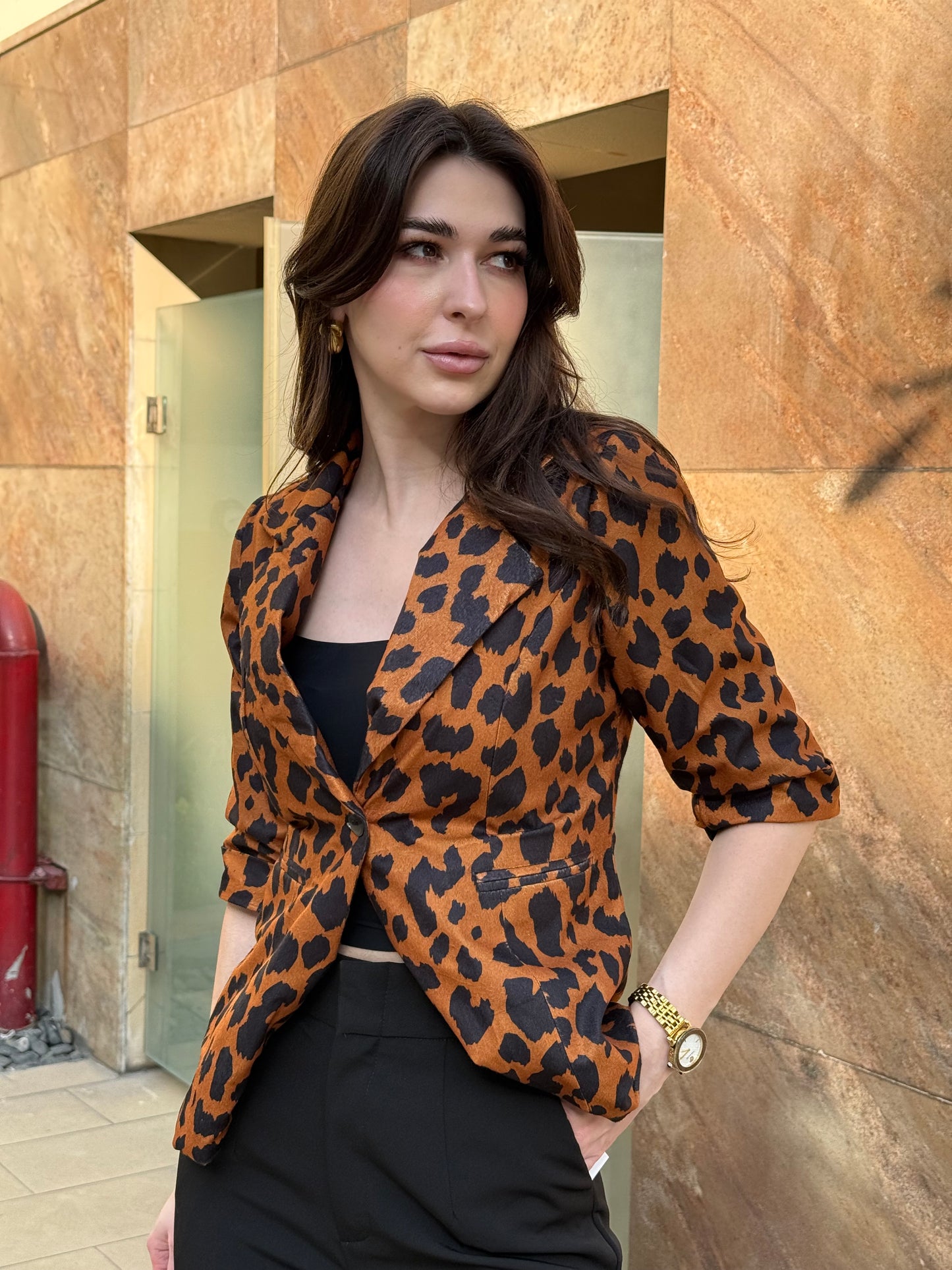 Animal Print 3/4th Sleeve Blazer