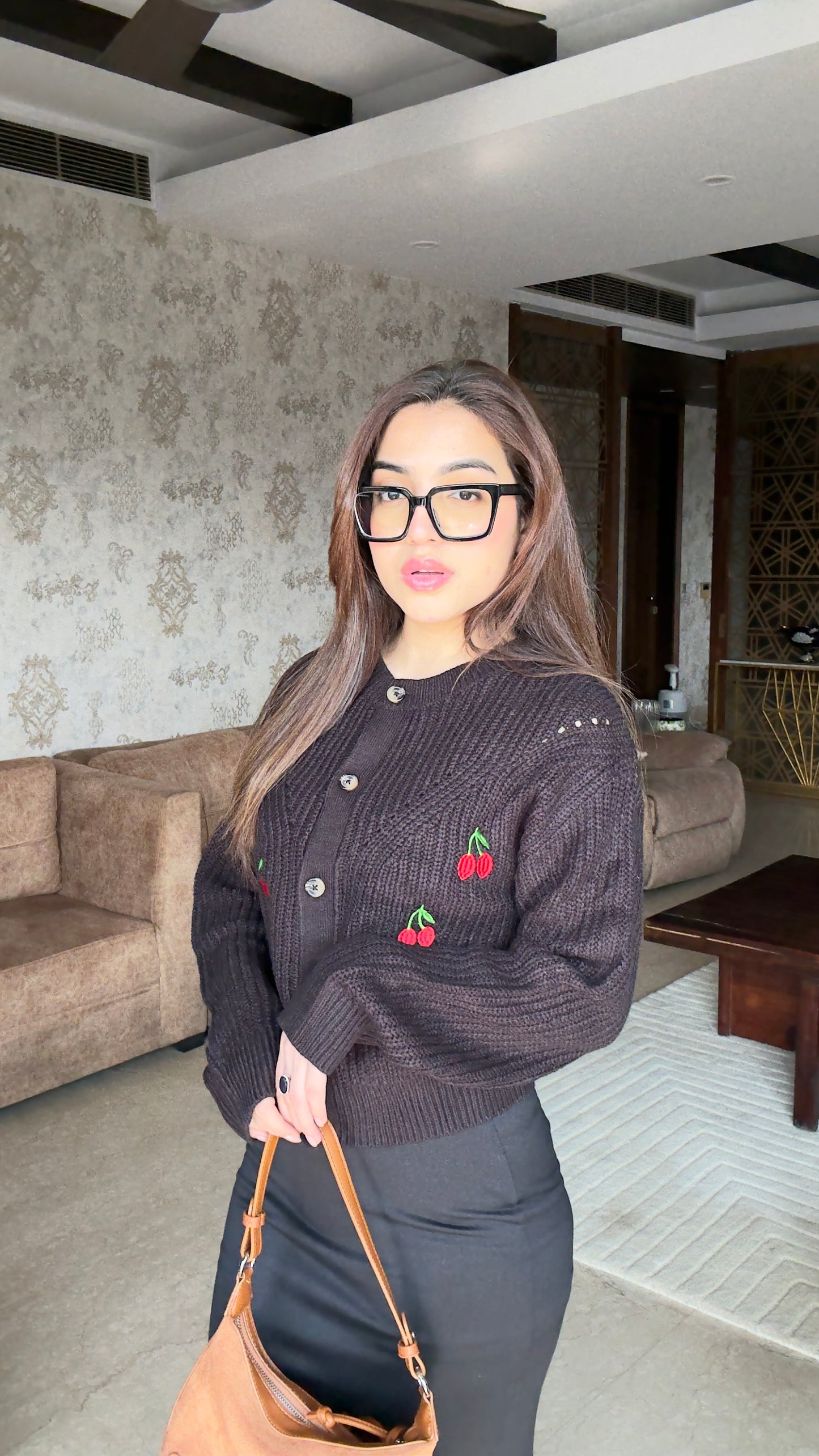 Cardigan With Long Black Skirt