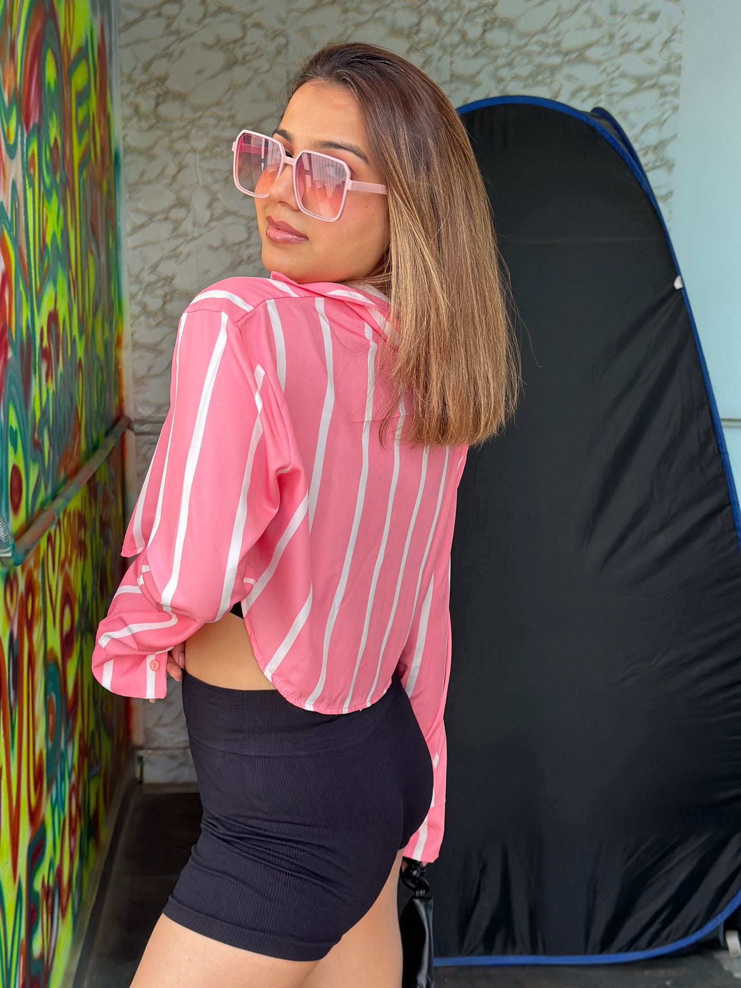 Summer Striped Vibrant Crop Shirts